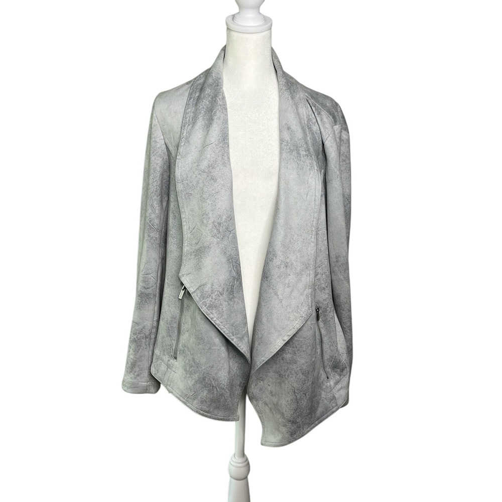 Jones New York Drape Front Jacket Open Blazer Pockets Gray 1X‎